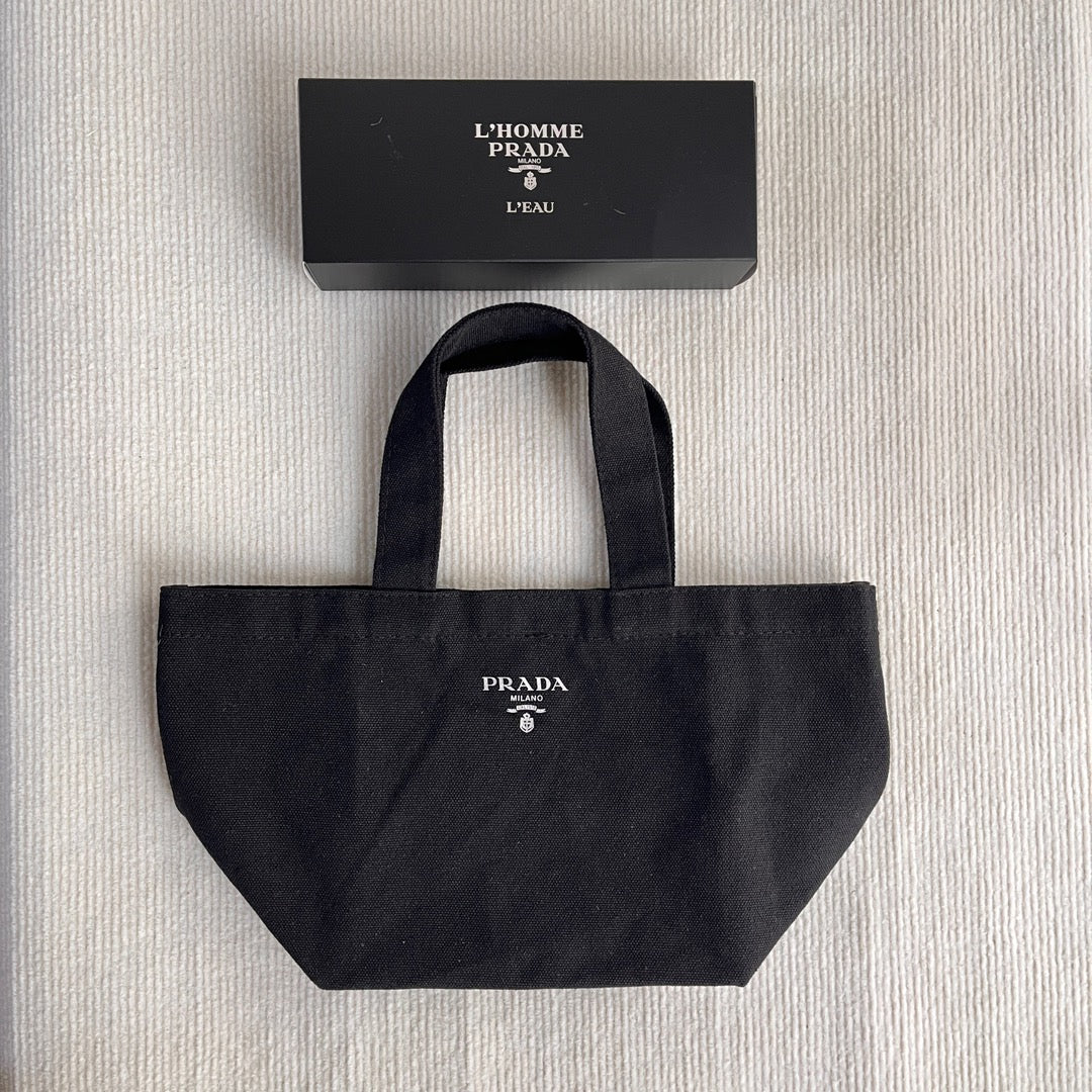 Prada Tote Bag Canvas Handbag Blue/Black 2 Color