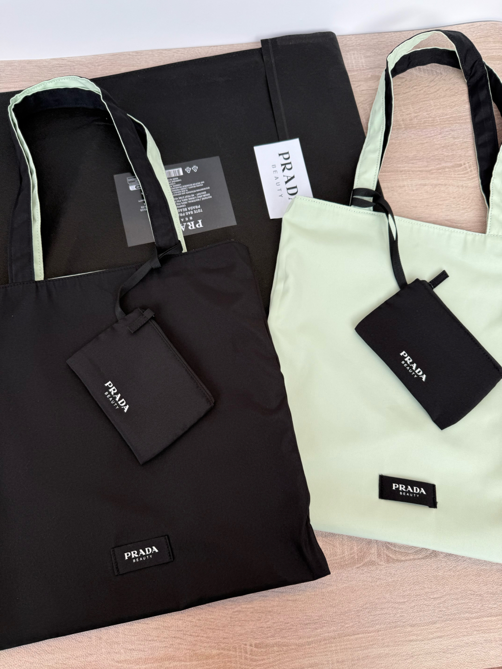 Prada Tote Bag Light Green & Black Reversible