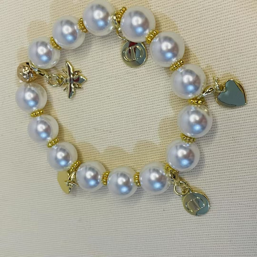 DIOR Pearl Bracelet Gold Charm
