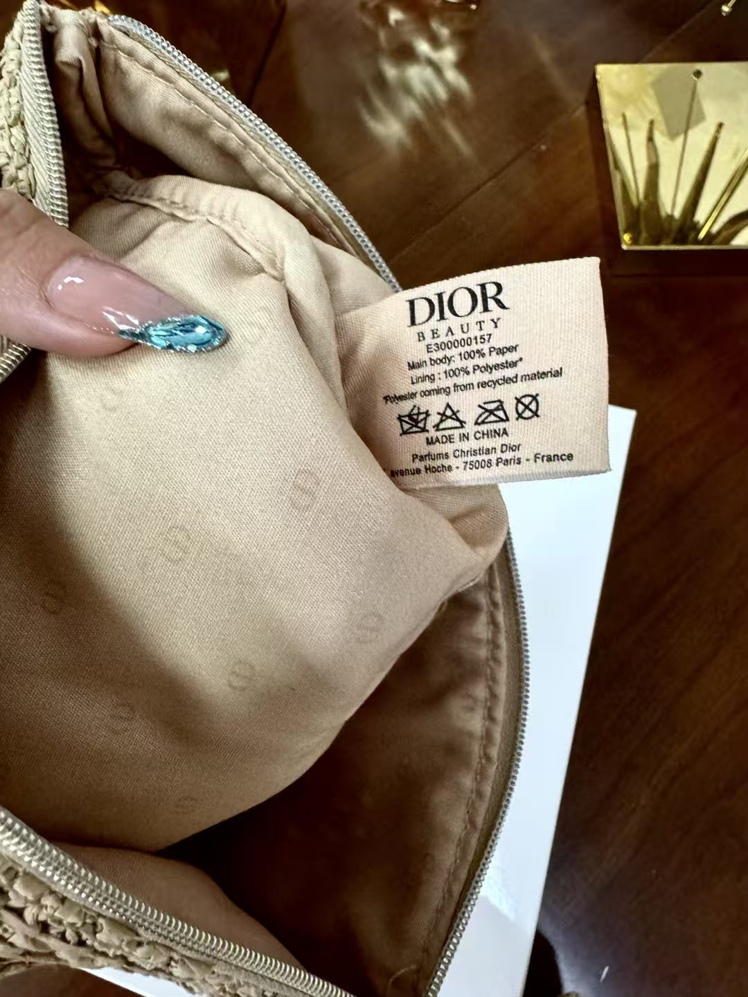 D-ior Summer Straw Cosmetic Bag