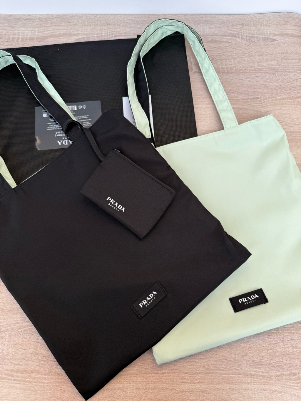Prada Tote Bag Light Green & Black Reversible