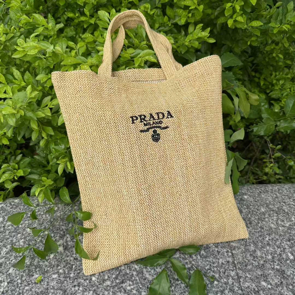 Prada Large Tote Bag lunch Bag Limited Rattan Beige