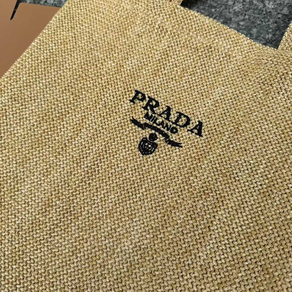 Prada Large Tote Bag lunch Bag Limited Rattan Beige