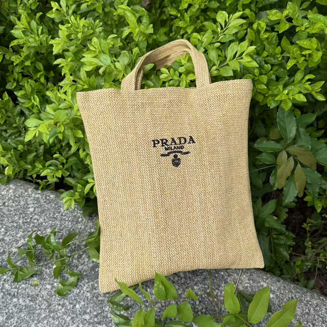 Prada Large Tote Bag lunch Bag Limited Rattan Beige