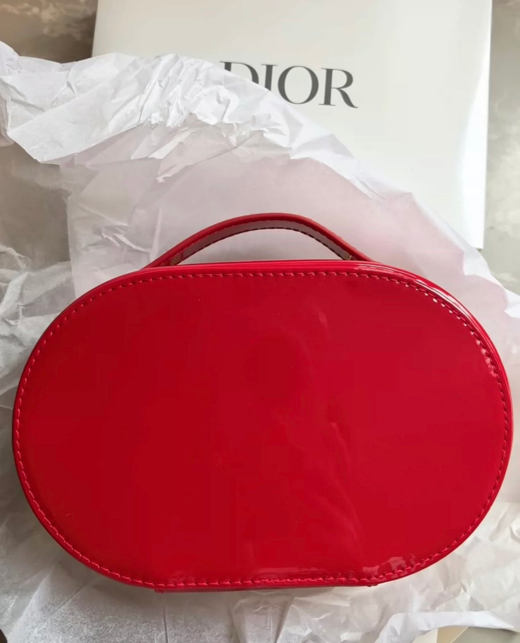 Dior Red Patent Leather Cosmetic Bag gwp