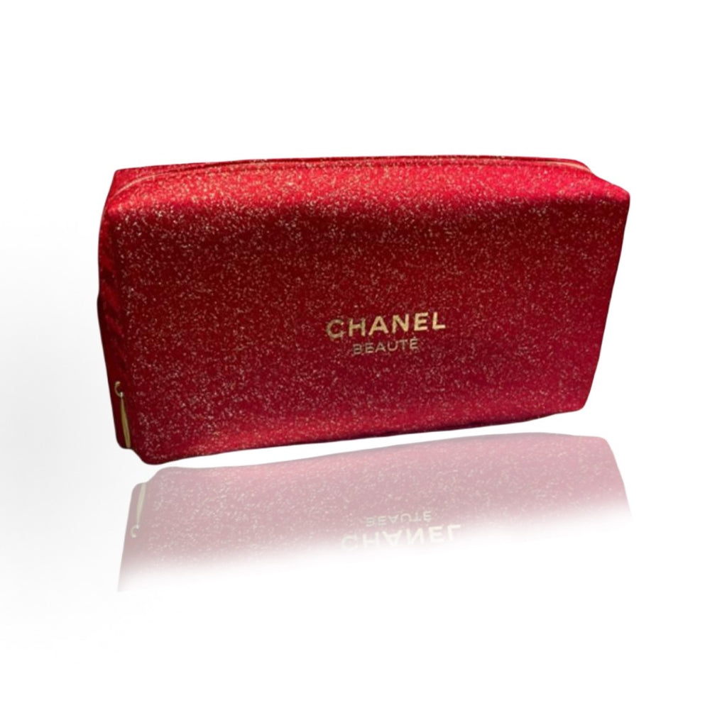 CHANEL RED MAKEUP BAG