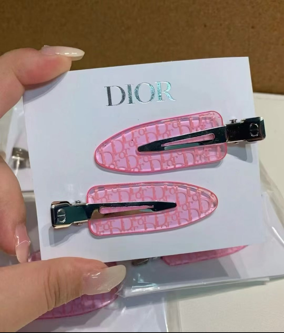 Dior Classic Oblique Pink Hair Clip gwp
