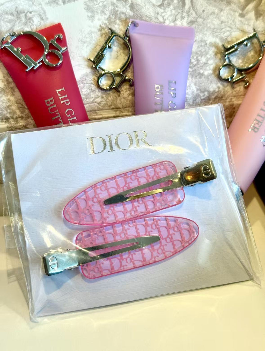 Dior Classic Oblique Pink Hair Clip gwp