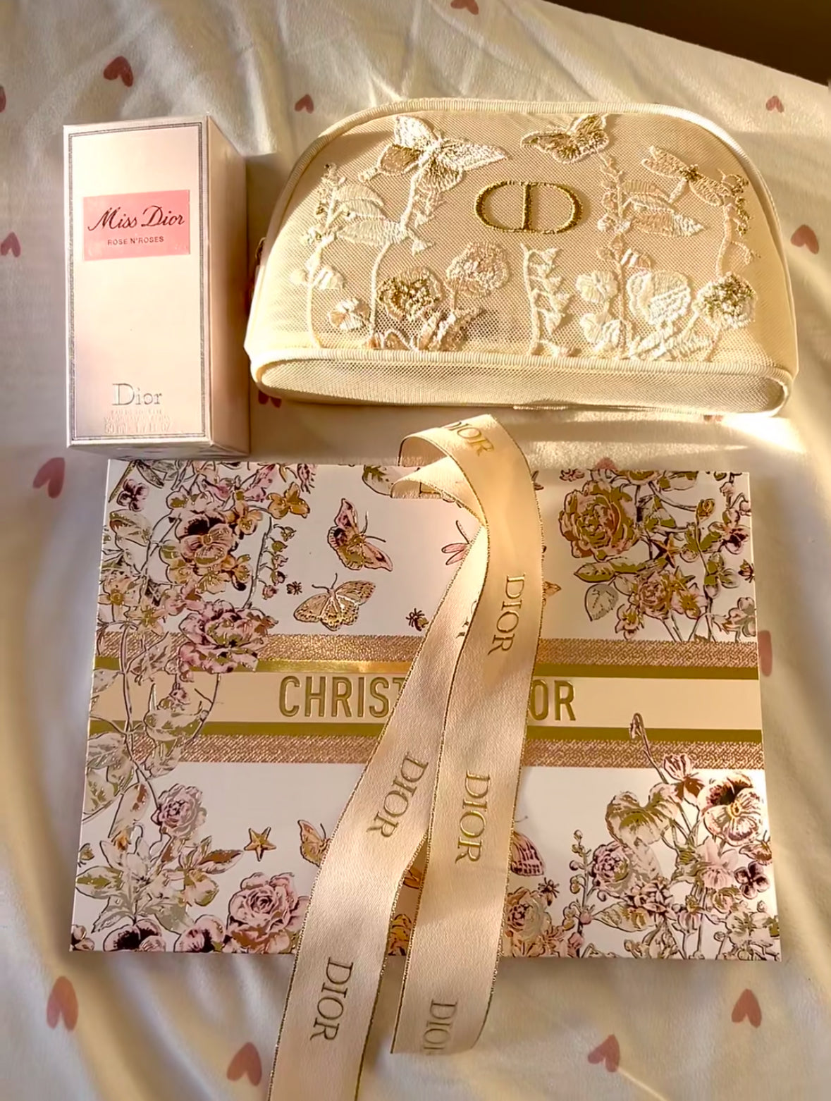 D-IOR Mother's Day Tulle Butterfly Embroidery Gift Makeup Bag