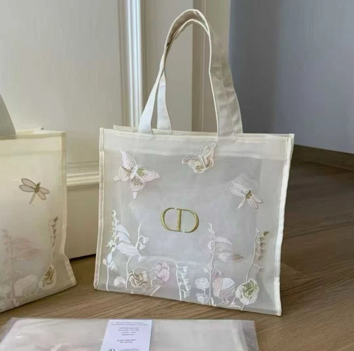 DIOR Mother's Day Tulle Butterfly Embroidery Gift Tote Bag