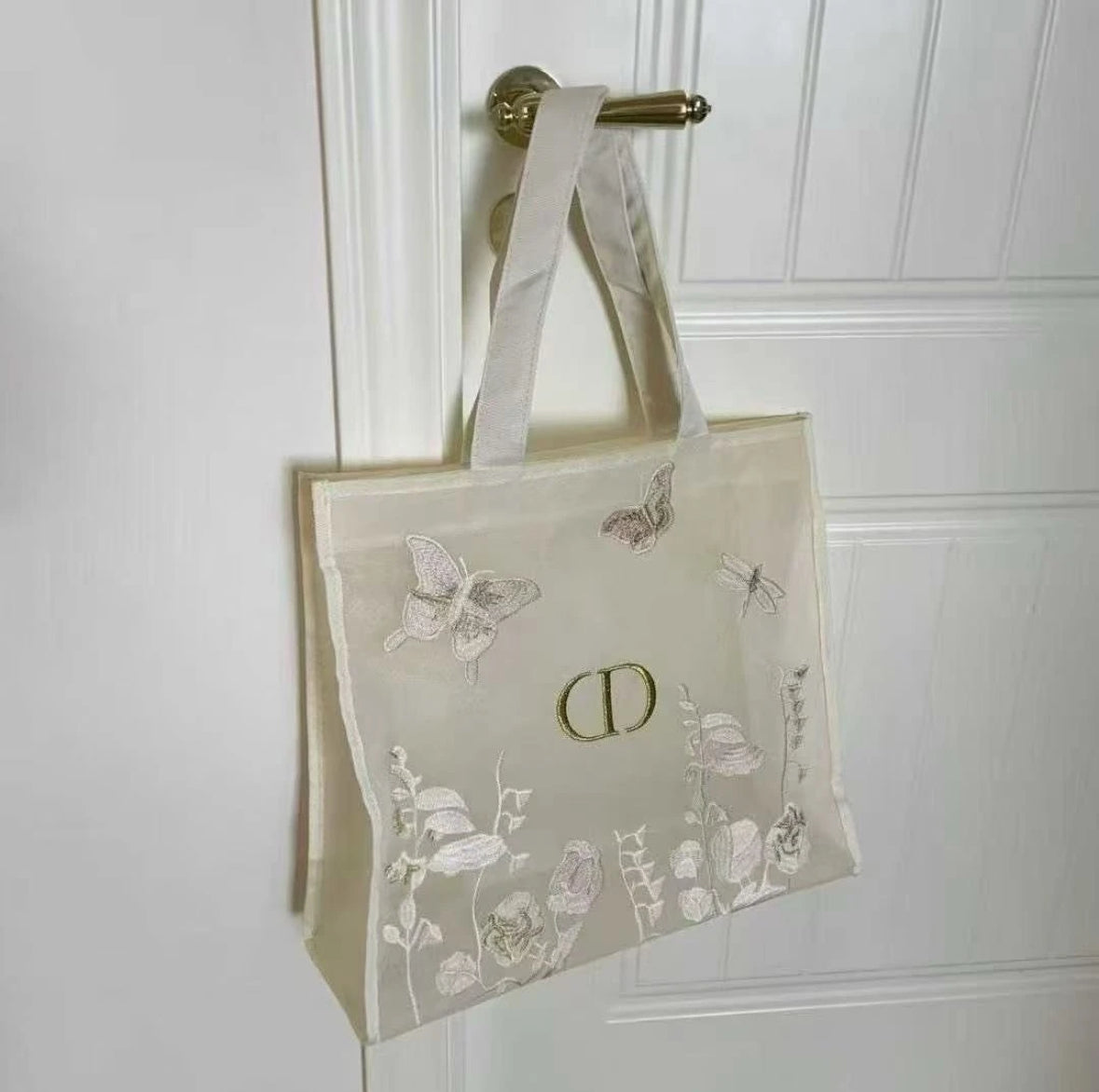 DIOR Mother's Day Tulle Butterfly Embroidery Gift Tote Bag