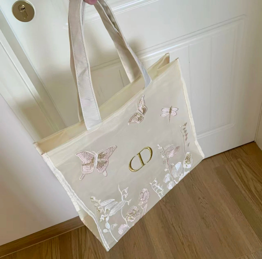 DIOR Mother's Day Tulle Butterfly Embroidery Gift Tote Bag