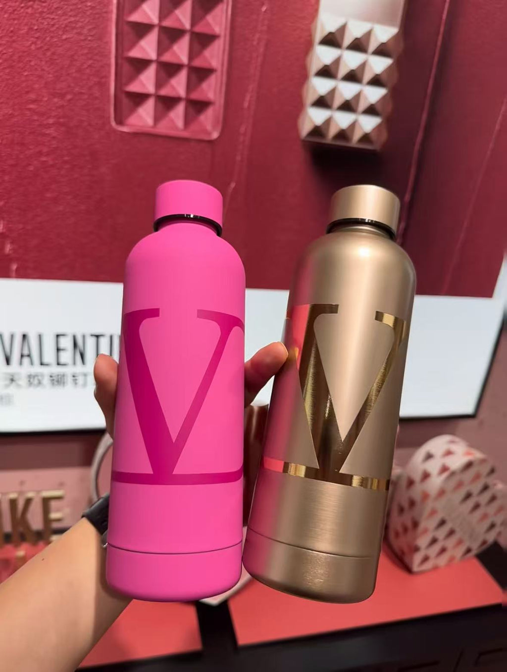 Valentino Pink & Gold Dual-Color Thermos Cup