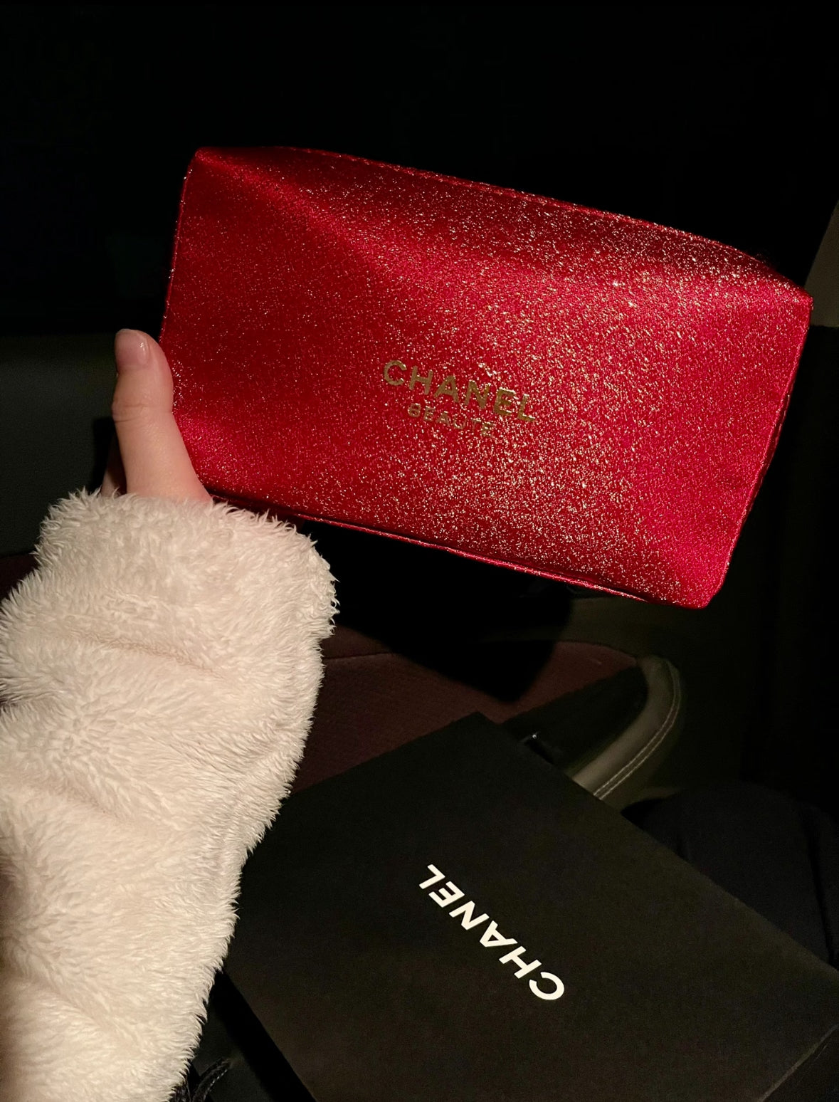 CHANEL RED MAKEUP BAG