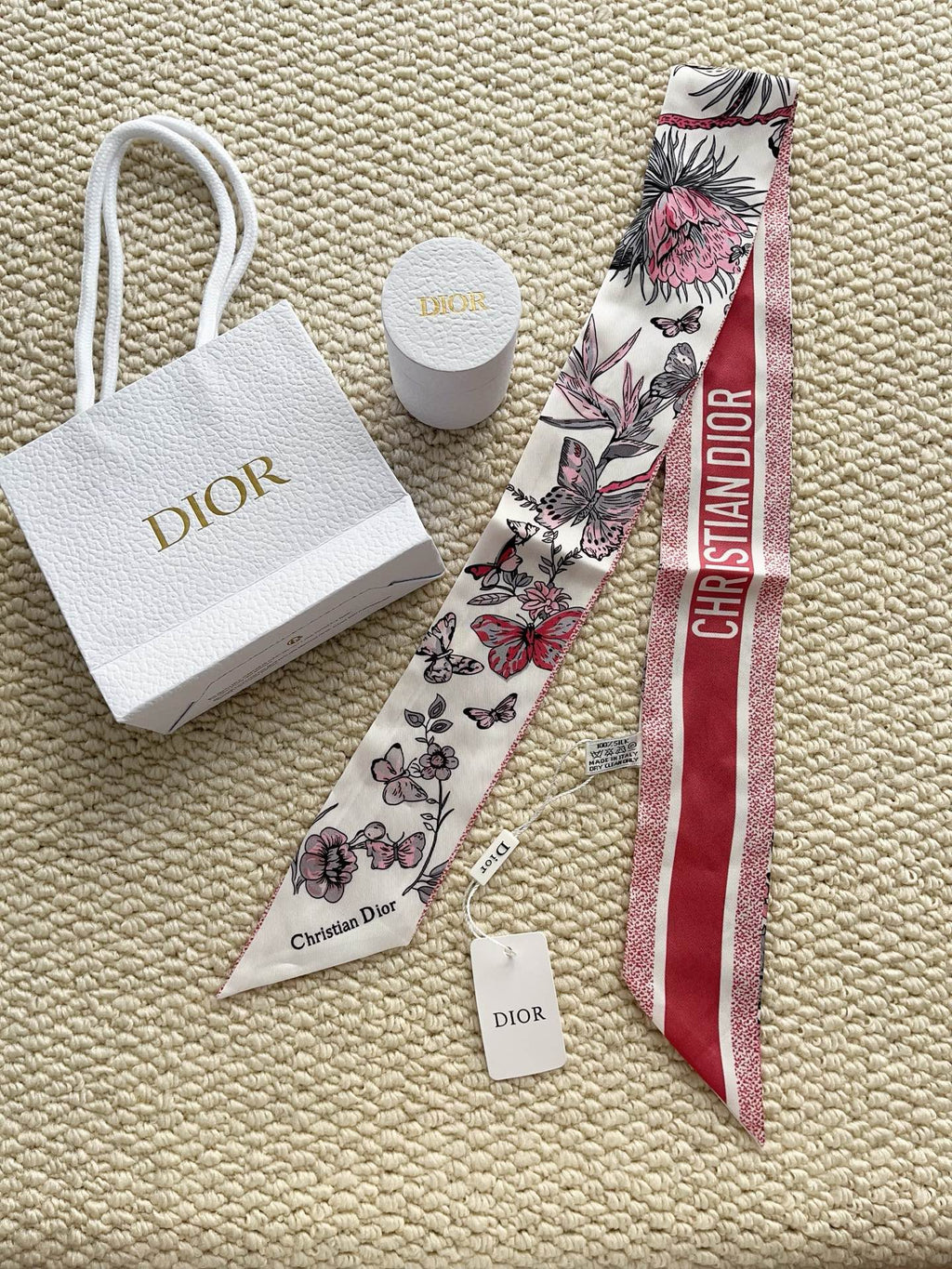 Dior Double-Sided Logo Butterfly twilly gwp