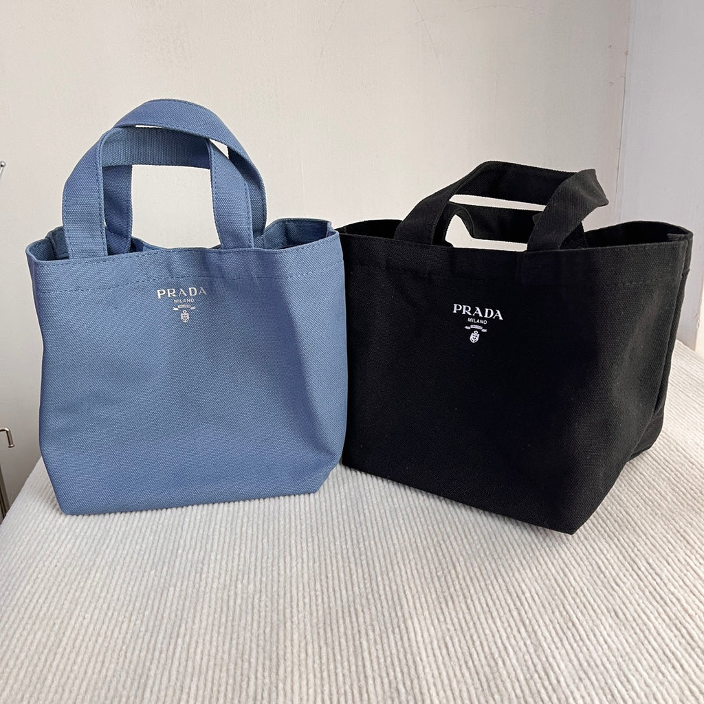 Prada Tote Bag Canvas Handbag Blue/Black 2 Color