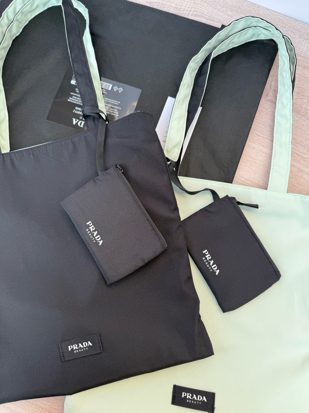 Prada Tote Bag Light Green & Black Reversible