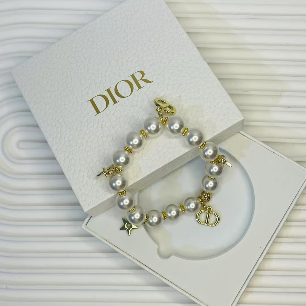 DIOR Pearl Bracelet Gold Charm