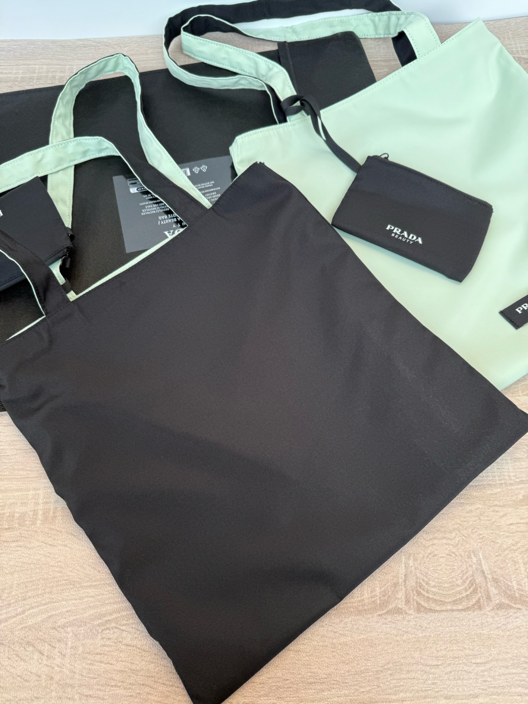 Prada Tote Bag Light Green & Black Reversible