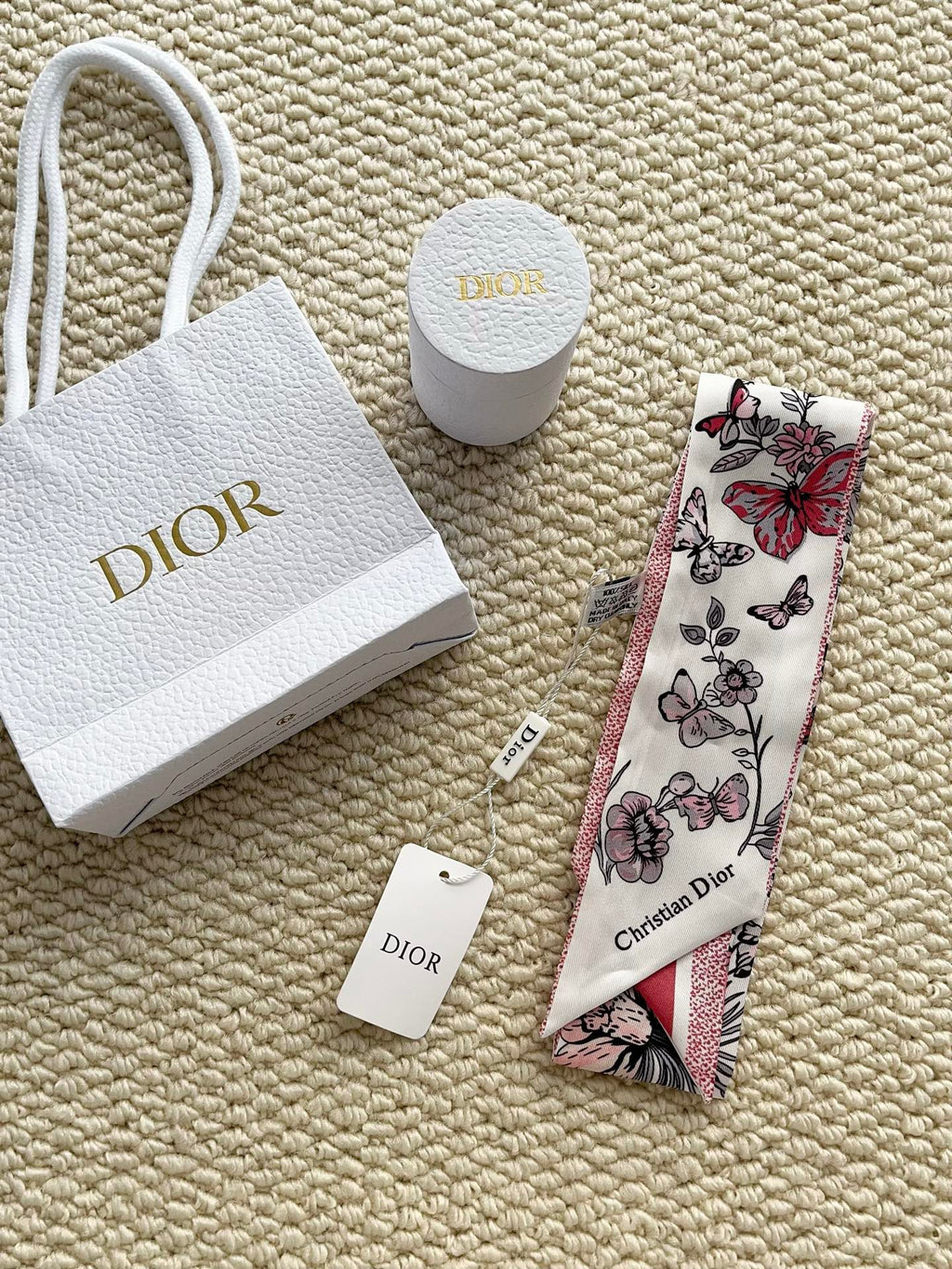 Dior Double-Sided Logo Butterfly twilly gwp