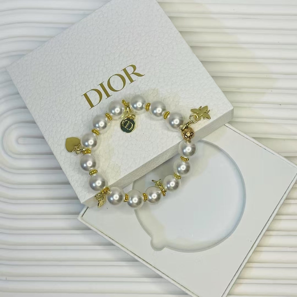 DIOR Pearl Bracelet Gold Charm