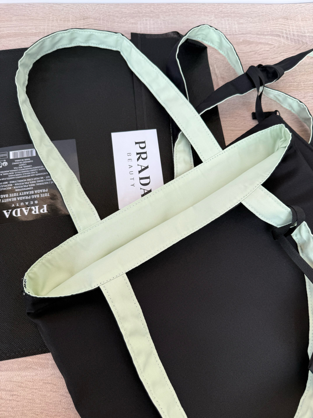 Prada Tote Bag Light Green & Black Reversible