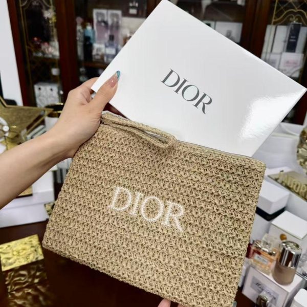 D-ior Summer Straw Cosmetic Bag