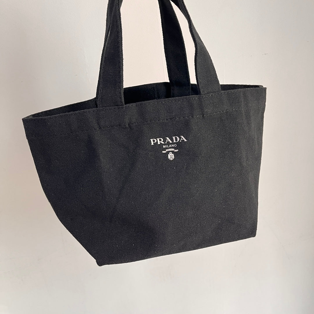 Prada Tote Bag Canvas Handbag Blue/Black 2 Color