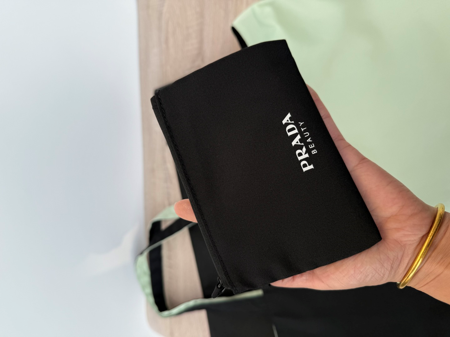 Prada Tote Bag Light Green & Black Reversible