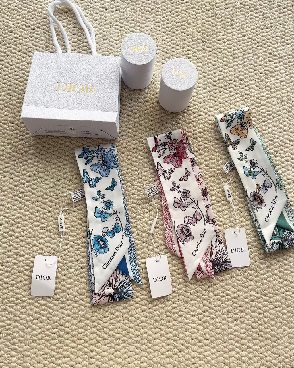 Dior Double-Sided Logo Butterfly twilly gwp