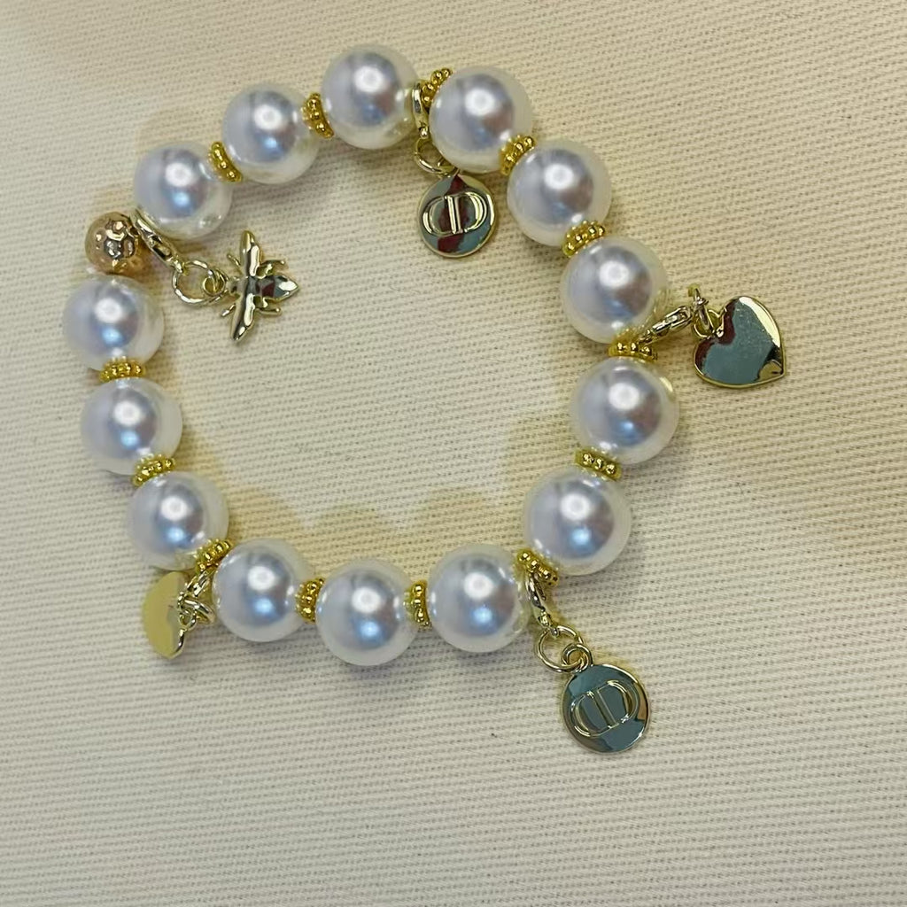 DIOR Pearl Bracelet Gold Charm