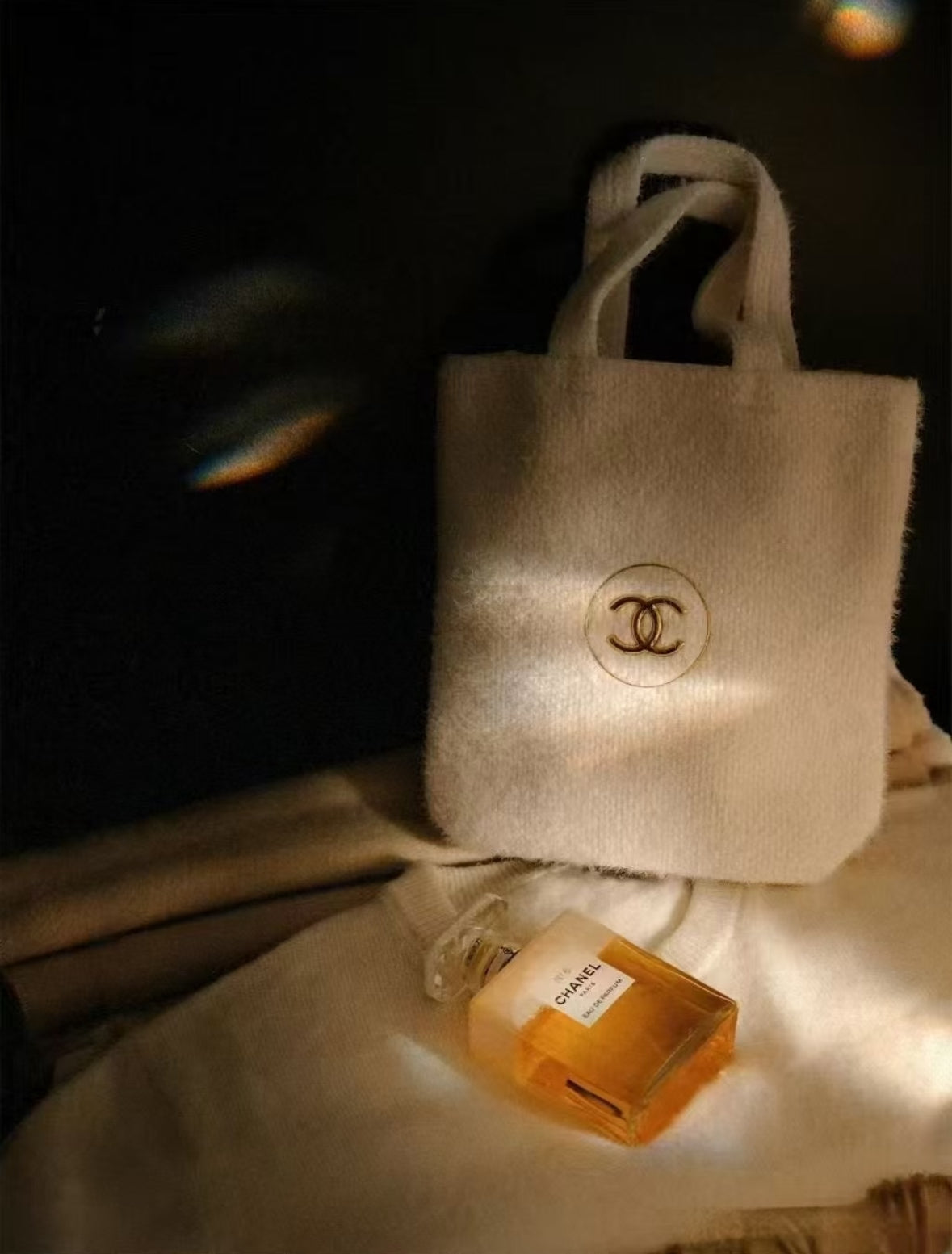 C-hanel Cream-Color Christmas Special Snowflake Handbag