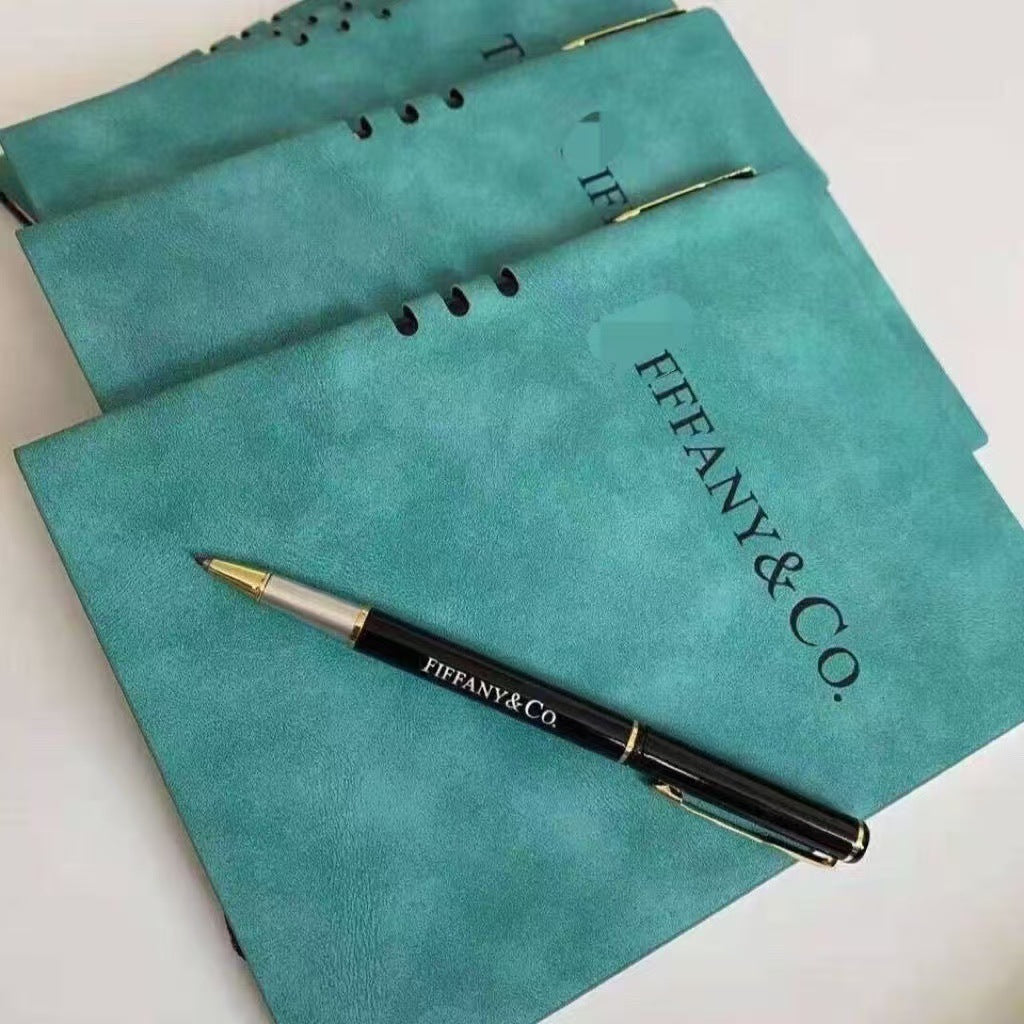 Tiffany Leather Notebook Journal Diary with Pen Teal