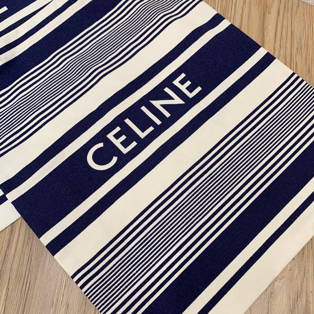 Celine Canvas Bag With Blue And White Stripes