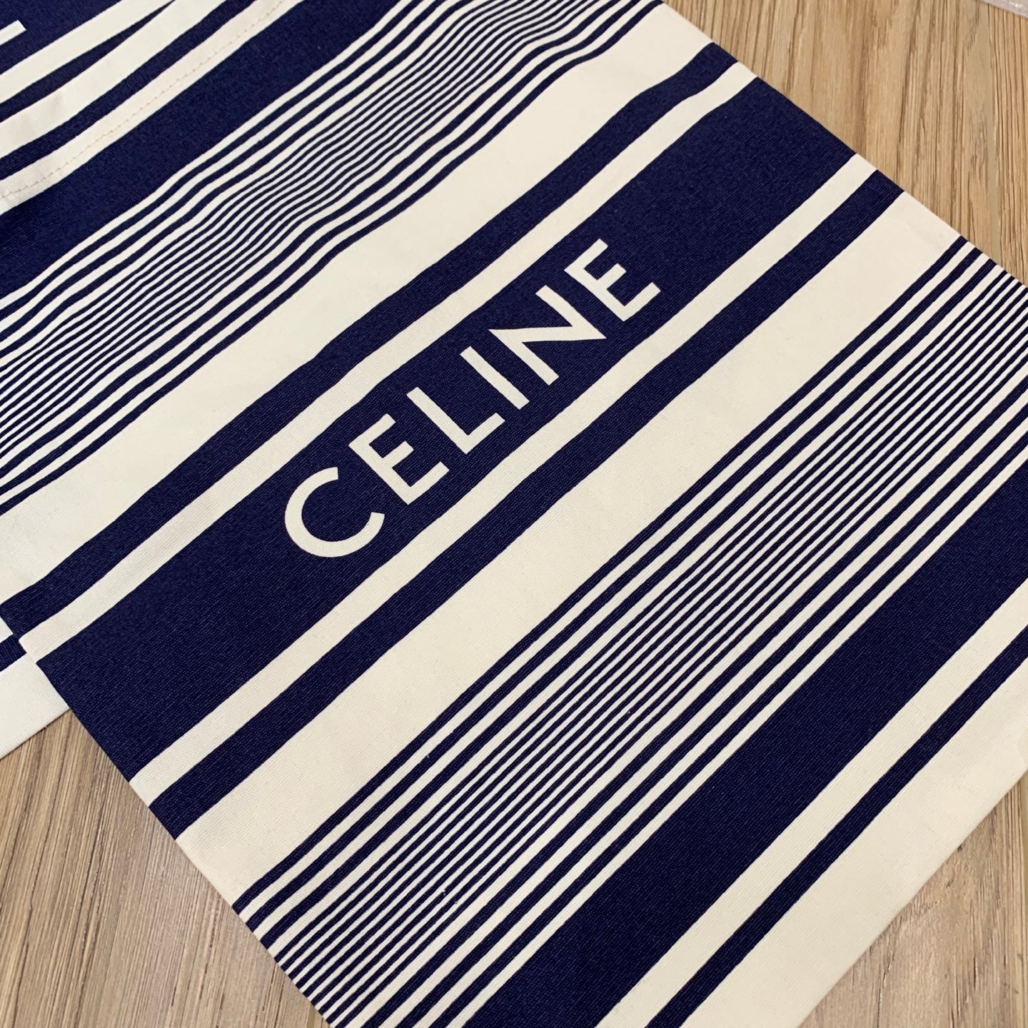 Celine Canvas Bag With Blue And White Stripes