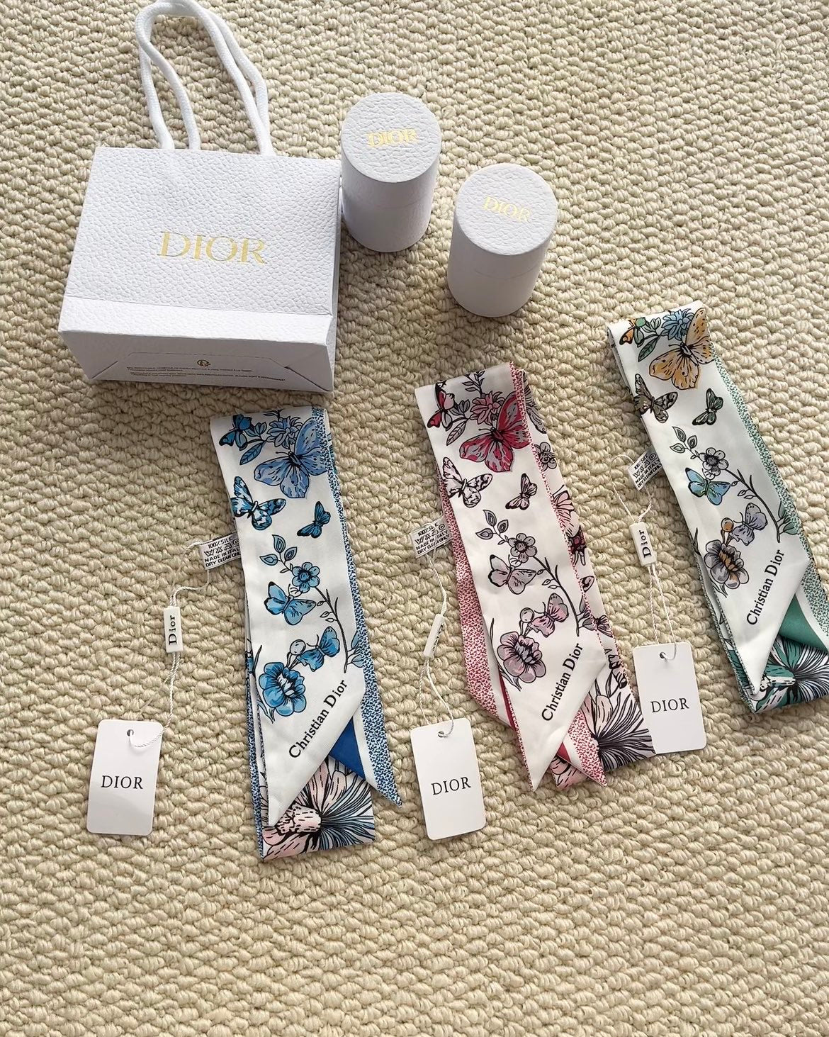 Dior Double-Sided Logo Butterfly twilly gwp