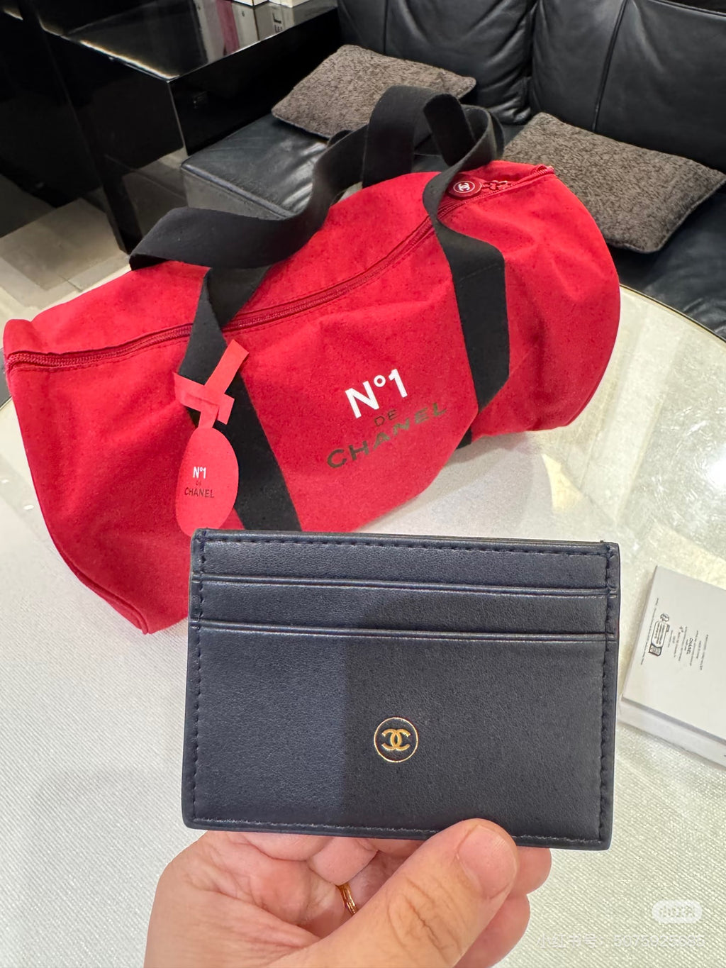 chanel blue Leather Card Case New gwp