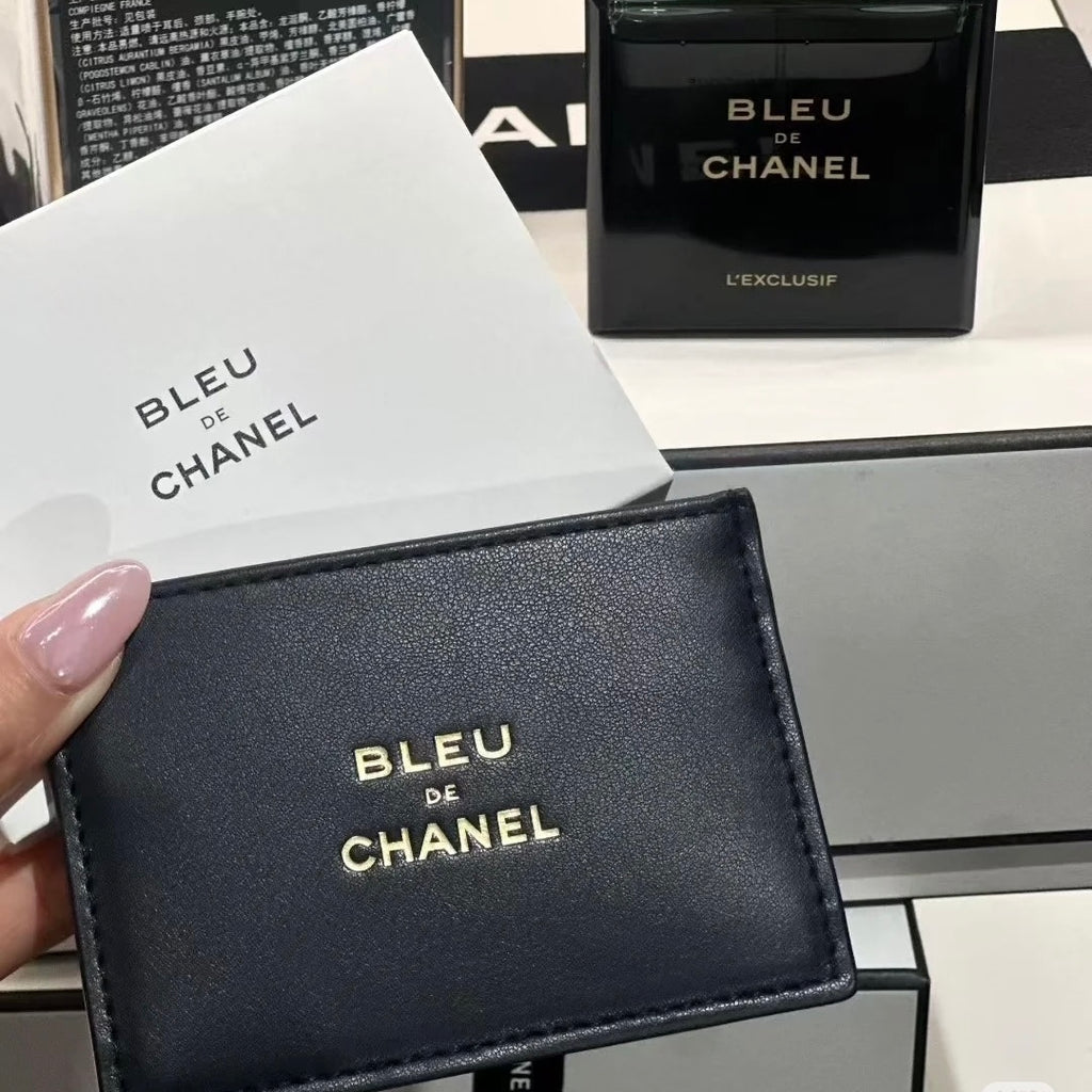 chanel blue Leather Card Case New gwp