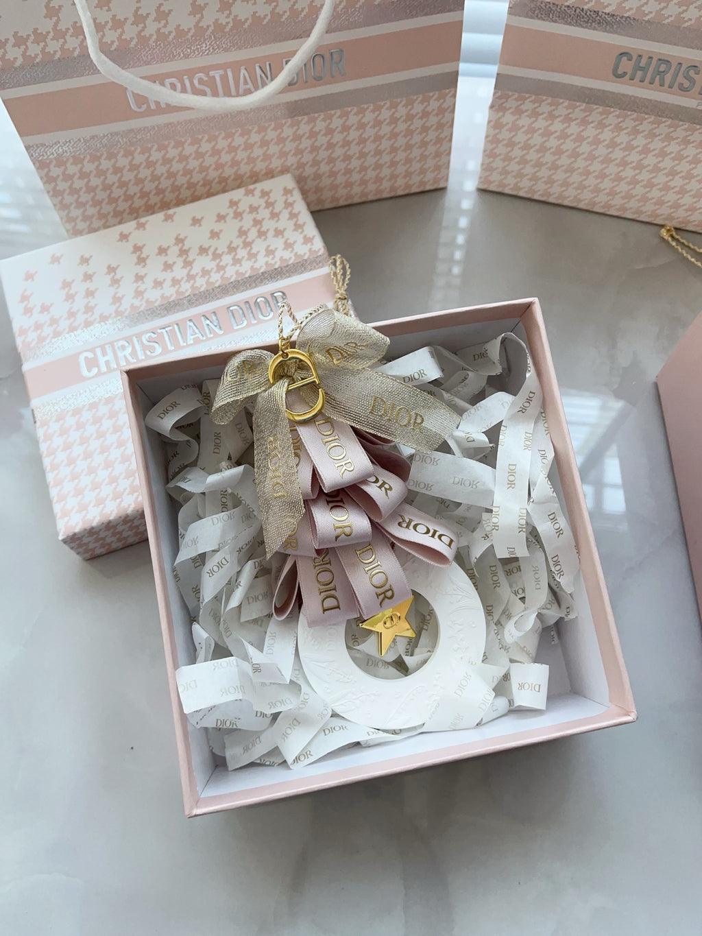 DIOR Christmas Ornament in Box with Ribbon New