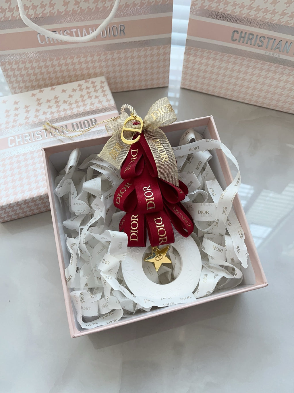 DIOR Christmas Ornament in Box with Ribbon New