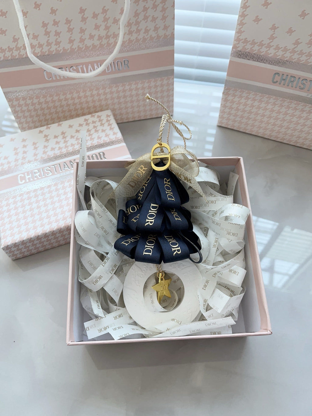 DIOR Christmas Ornament in Box with Ribbon New