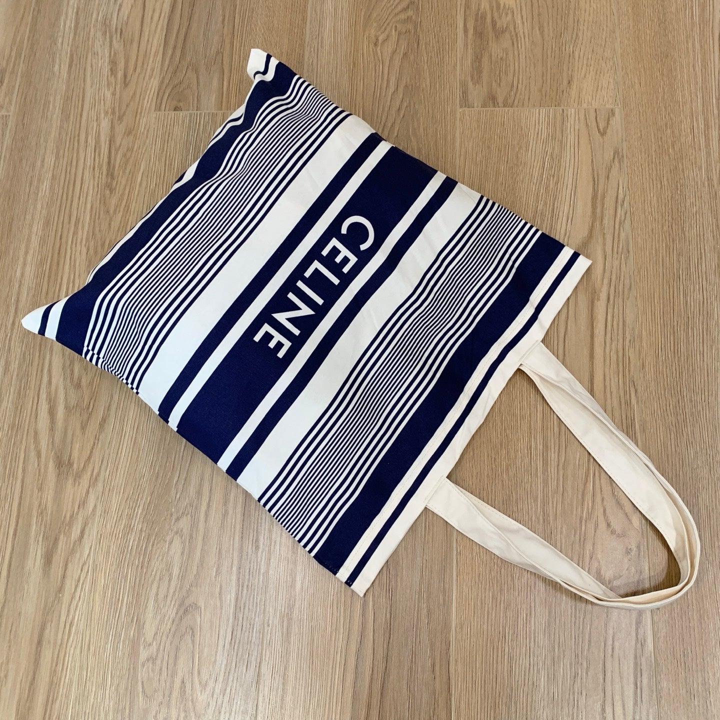 Celine Canvas Bag With Blue And White Stripes