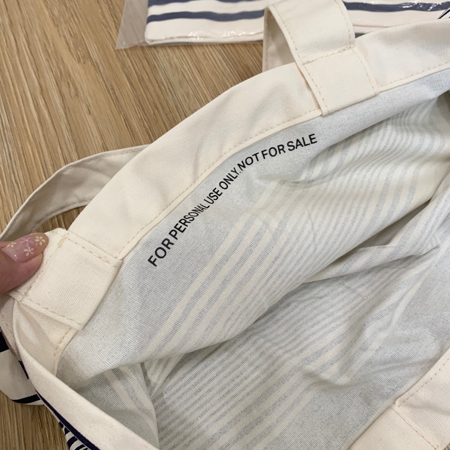 Celine Canvas Bag With Blue And White Stripes