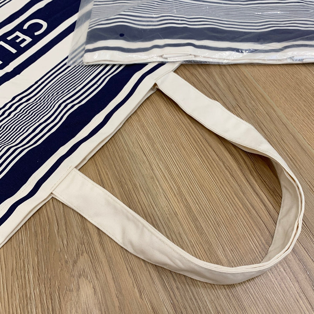 Celine Canvas Bag With Blue And White Stripes