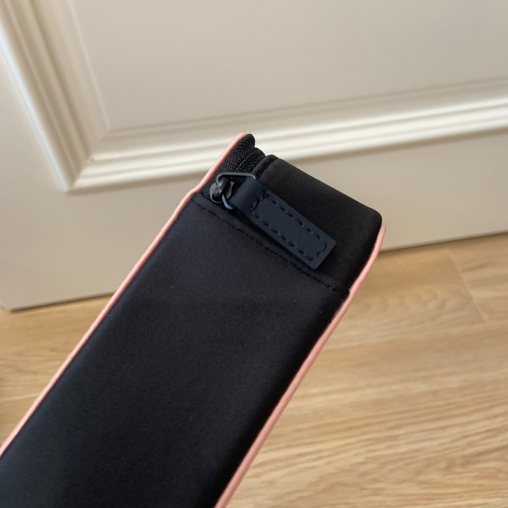 Prada Beauty Makeup Bag Triangle Zip Around Pink Black Cosmetics Pouch